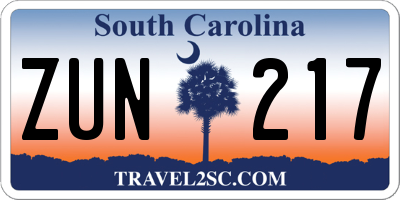 SC license plate ZUN217