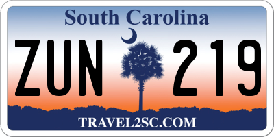 SC license plate ZUN219
