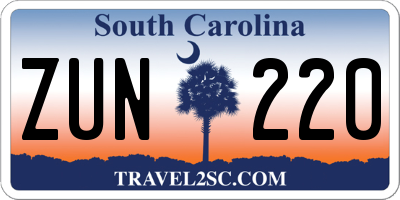 SC license plate ZUN220
