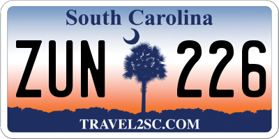 SC license plate ZUN226