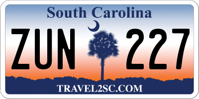SC license plate ZUN227