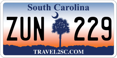SC license plate ZUN229