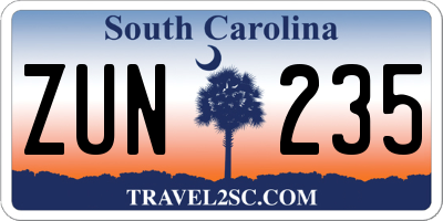 SC license plate ZUN235