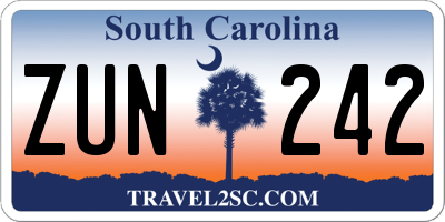 SC license plate ZUN242
