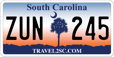 SC license plate ZUN245
