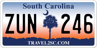 SC license plate ZUN246