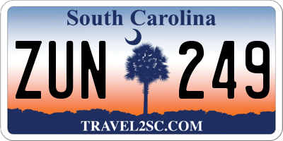 SC license plate ZUN249