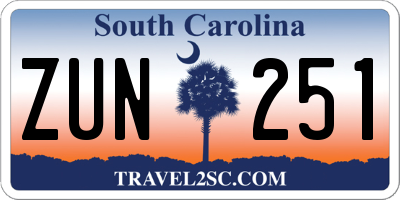 SC license plate ZUN251