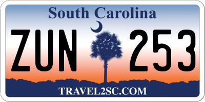 SC license plate ZUN253