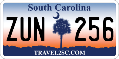 SC license plate ZUN256