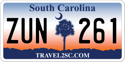 SC license plate ZUN261