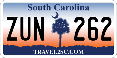 SC license plate ZUN262
