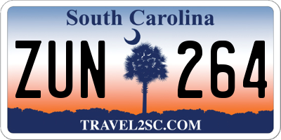 SC license plate ZUN264
