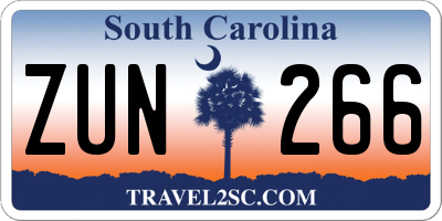 SC license plate ZUN266