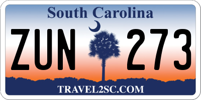 SC license plate ZUN273
