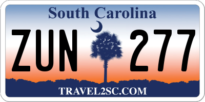 SC license plate ZUN277