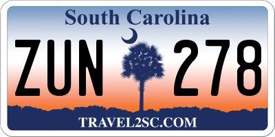 SC license plate ZUN278