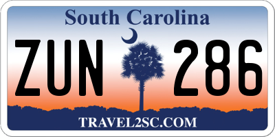 SC license plate ZUN286