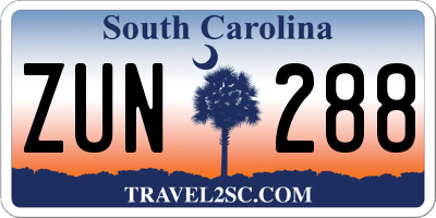SC license plate ZUN288