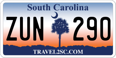 SC license plate ZUN290