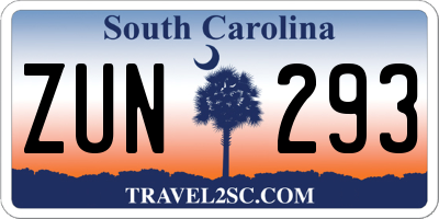 SC license plate ZUN293