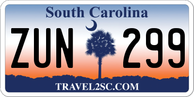 SC license plate ZUN299