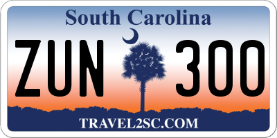SC license plate ZUN300