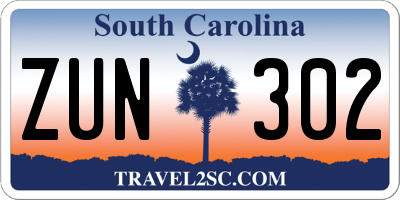 SC license plate ZUN302