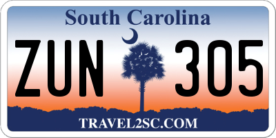 SC license plate ZUN305