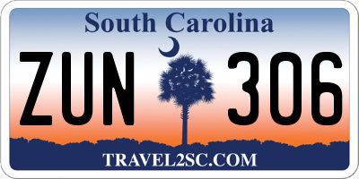 SC license plate ZUN306