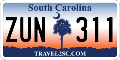 SC license plate ZUN311