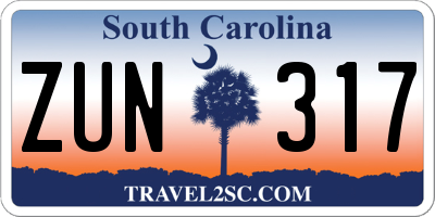SC license plate ZUN317