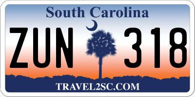 SC license plate ZUN318