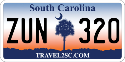 SC license plate ZUN320
