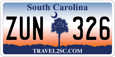 SC license plate ZUN326
