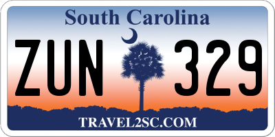 SC license plate ZUN329