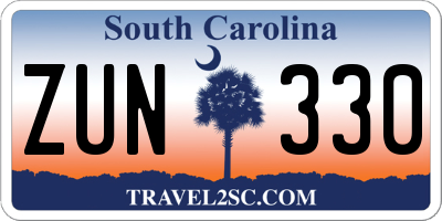 SC license plate ZUN330