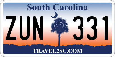 SC license plate ZUN331