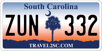 SC license plate ZUN332