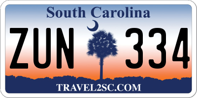 SC license plate ZUN334