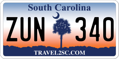 SC license plate ZUN340