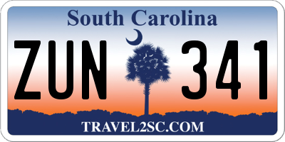 SC license plate ZUN341