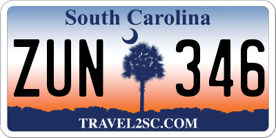 SC license plate ZUN346