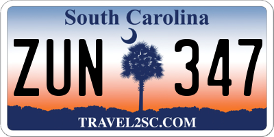 SC license plate ZUN347