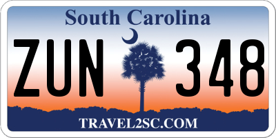 SC license plate ZUN348