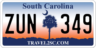 SC license plate ZUN349