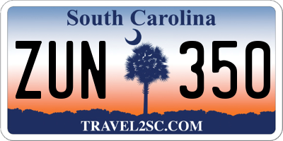 SC license plate ZUN350