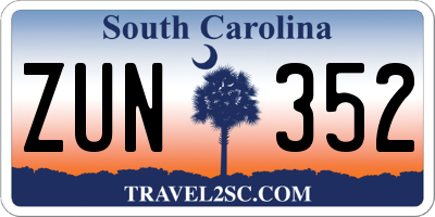 SC license plate ZUN352