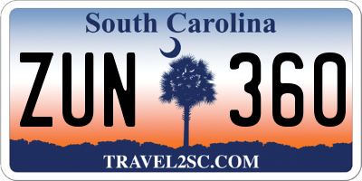 SC license plate ZUN360