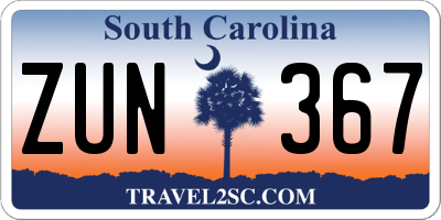 SC license plate ZUN367